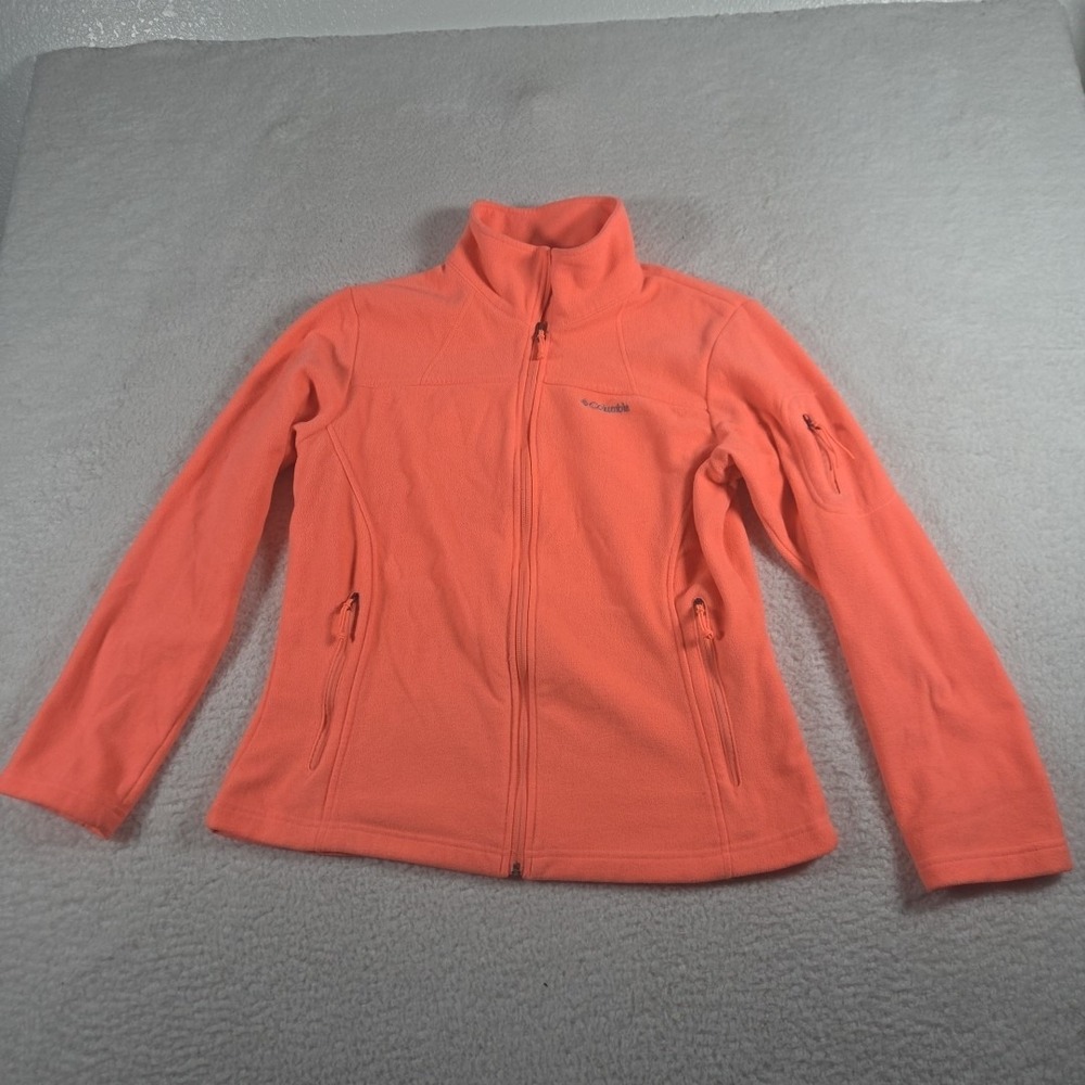 Columbia Jacket Women's Size Large‎ Pink Full Zip Pocket on arm Camping Outdoor
